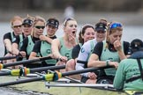 The Boat Race season 2017 - Women's Boat Race Fixture CUWBC vs Univerity of London: The CUWBC eight after winning the first piece of the fixture, bow - Claire Lambe, 2 - Kirsten Van Fosen, 3 - Ashton Brown, 4 - Imogen Grant, 5 - Holy Hill, 6 - Melissa Wilson, 7 - Myriam Goudet, stroke - Alice White, cox - Matthew Holland.
River Thames between Putney Bridge and Mortlake,
London SW15,

United Kingdom,
on 19 February 2017 at 16:16, image #106