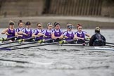 Photo 1702191617201X27649HaraldJoergens The Boat Race season 2017 - Women's Boat Race Fixture CUWBC vs Univerity of London: The UL eigth, bow - Emily Wilks, 2 - Catherine Ador, 3 - Fionnuala Gannon, 4 - Sara Parfett, 5 - Charlotte Hodgkins-Byrne, 6 - Georgia Stratham, 7 - Ally French, stroke - Robyn Hart-Winks, cox - Lauren Holland.
River Thames between Putney Bridge and Mortlake,
London SW15,
United Kingdom,
on 19 February 2017 at 16:17, image #107