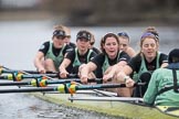 The Boat Race season 2017 - Women's Boat Race Fixture CUWBC vs Univerity of London: The CUWBC after the start of the second piece of the fixture, bow - Claire Lambe, 2 - Kirsten Van Fosen, 3 - Ashton Brown, 4 - Imogen Grant, 5 - Holy Hill, 6 - Melissa Wilson, 7 - Myriam Goudet, stroke - Alice White, cox - Matthew Holland.
River Thames between Putney Bridge and Mortlake,
London SW15,

United Kingdom,
on 19 February 2017 at 16:21, image #120