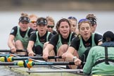 The Boat Race season 2017 - Women's Boat Race Fixture CUWBC vs Univerity of London: The CUWBC after the start of the second piece of the fixture, bow - Claire Lambe, 2 - Kirsten Van Fosen, 3 - Ashton Brown, 4 - Imogen Grant, 5 - Holy Hill, 6 - Melissa Wilson, 7 - Myriam Goudet, stroke - Alice White, cox - Matthew Holland.
River Thames between Putney Bridge and Mortlake,
London SW15,

United Kingdom,
on 19 February 2017 at 16:22, image #123