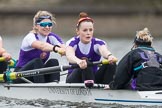 The Boat Race season 2017 - Women's Boat Race Fixture CUWBC vs Univerity of London: The UL eight, here 7 - Ally French, stroke - Robyn Hart-Winks, cox - Lauren Holland.
River Thames between Putney Bridge and Mortlake,
London SW15,

United Kingdom,
on 19 February 2017 at 16:22, image #124