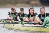 The Boat Race season 2017 - Women's Boat Race Fixture CUWBC vs Univerity of London: The CUWBC after the start of the second piece of the fixture, bow - Claire Lambe, 2 - Kirsten Van Fosen, 3 - Ashton Brown, 4 - Imogen Grant, 5 - Holy Hill, 6 - Melissa Wilson, 7 - Myriam Goudet, stroke - Alice White, cox - Matthew Holland.
River Thames between Putney Bridge and Mortlake,
London SW15,

United Kingdom,
on 19 February 2017 at 16:22, image #126