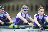 The Boat Race season 2017 - Women's Boat Race Fixture CUWBC vs Univerity of London: The UL boat, here 6 - Georgia Stratham, 7 - Ally French, stroke - Robyn Hart-Winks.
River Thames between Putney Bridge and Mortlake,
London SW15,

United Kingdom,
on 19 February 2017 at 16:23, image #127