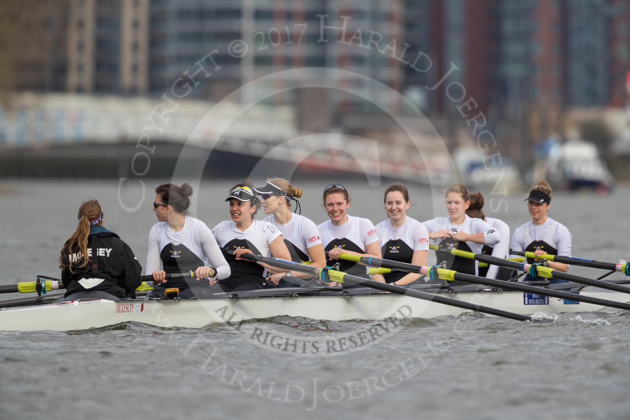 The Cancer Research UK Boat Race season 2017 - Women's Boat Race Fixture OUWBC vs Molesey BC: The Molesey boat - cox Anna Corderoy, S Ruth Whyman, 7 Gabriella Rodriguez, 6 Elo Luik, 5 Katie Bartlett, 4 Claire McKeown, 3 Lucy Primmer, 2 Caitlin Boyland, B Emma McDonald.
River Thames between Putney Bridge and Mortlake,
London SW15,

United Kingdom,
on 19 March 2017 at 15:51, image #35