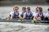 The Cancer Research UK Boat Race season 2017 - Women's Boat Race Fixture OUWBC vs Molesey BC: OUWBC approaching the finish line - bow Alice Roberts, 2 Beth Bridgman, 3 Rebecca Te Water Naude, 4 Rebecca Esselstein, 5 Chloe Laverack, 6 Harriet Austin, 7 Jenna Hebert, stroke Emily Cameron.
River Thames between Putney Bridge and Mortlake,
London SW15,

United Kingdom,
on 19 March 2017 at 16:24, image #150