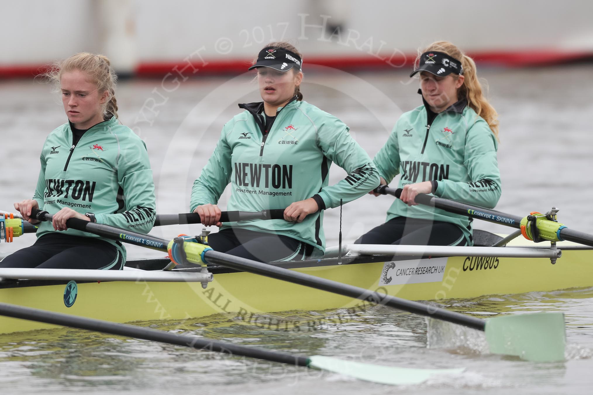 The Boat Race season 2018 - Women's Boat Race Trial Eights (CUWBC, Cambridge): Wingardium Leviosa with 3-Pippa Darkin, 2-Sarah Carlotti, bow-Lucy Pike.
River Thames between Putney Bridge and Mortlake,
London SW15,

United Kingdom,
on 05 December 2017 at 12:03, image #24