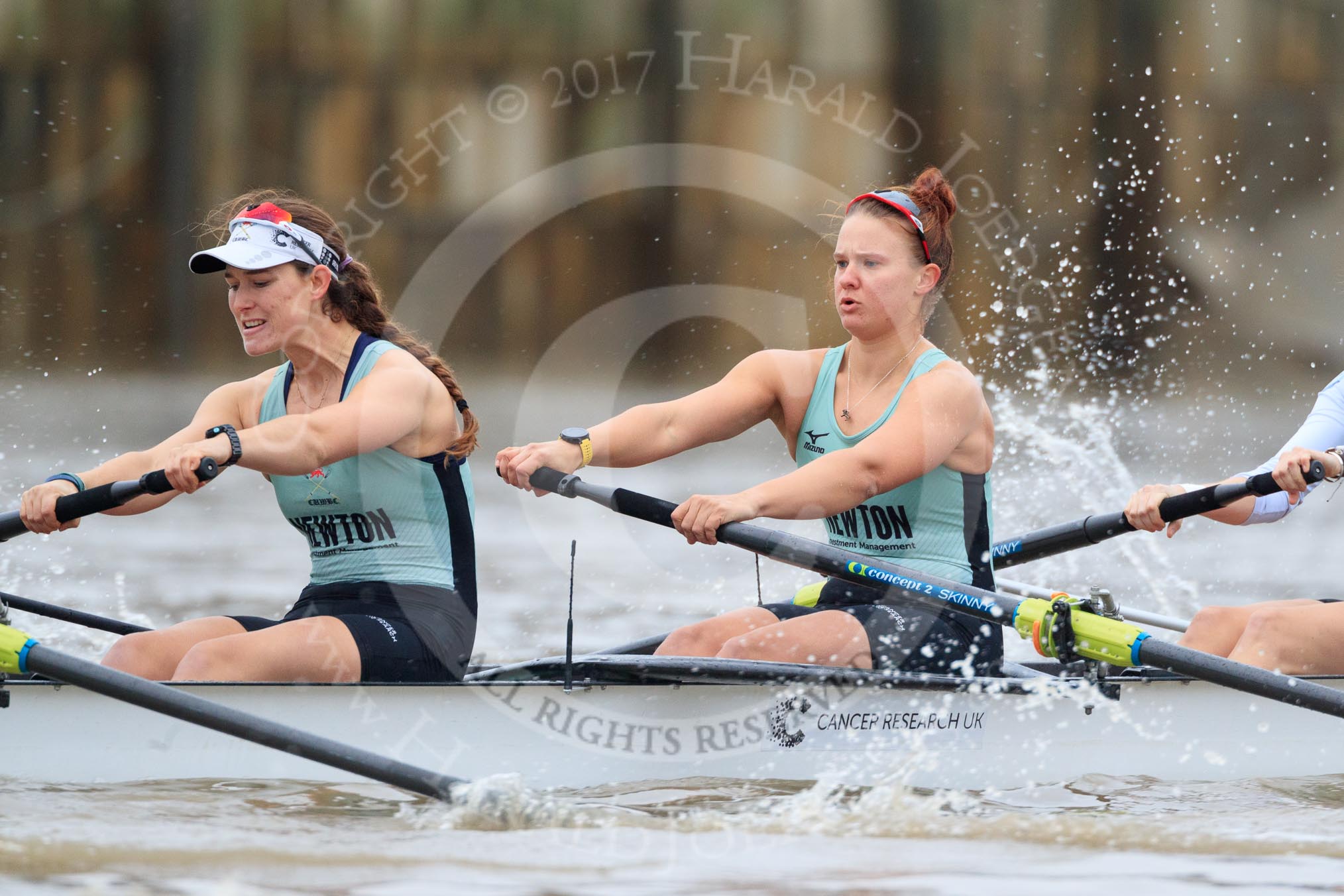 The Boat Race season 2018 - Women's Boat Race Trial Eights (CUWBC, Cambridge): Expecto Patronum after the start of the race, here 6 Thea Zabell, 5 Kelsey Barolak.
River Thames between Putney Bridge and Mortlake,
London SW15,

United Kingdom,
on 05 December 2017 at 12:43, image #58
