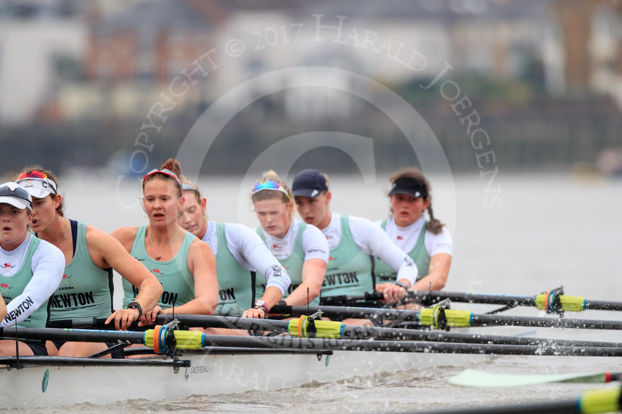 The Boat Race season 2018 - Women's Boat Race Trial Eights (CUWBC, Cambridge): Expecto Patronum , here 7 Abigail Parker, 6 Thea Zabell, 5 Kelsey Barolak, 4 Laura Foster, 3 Sally O Brien, 2 Millie Perrin, bow Eve Caroe.
River Thames between Putney Bridge and Mortlake,
London SW15,

United Kingdom,
on 05 December 2017 at 12:52, image #125
