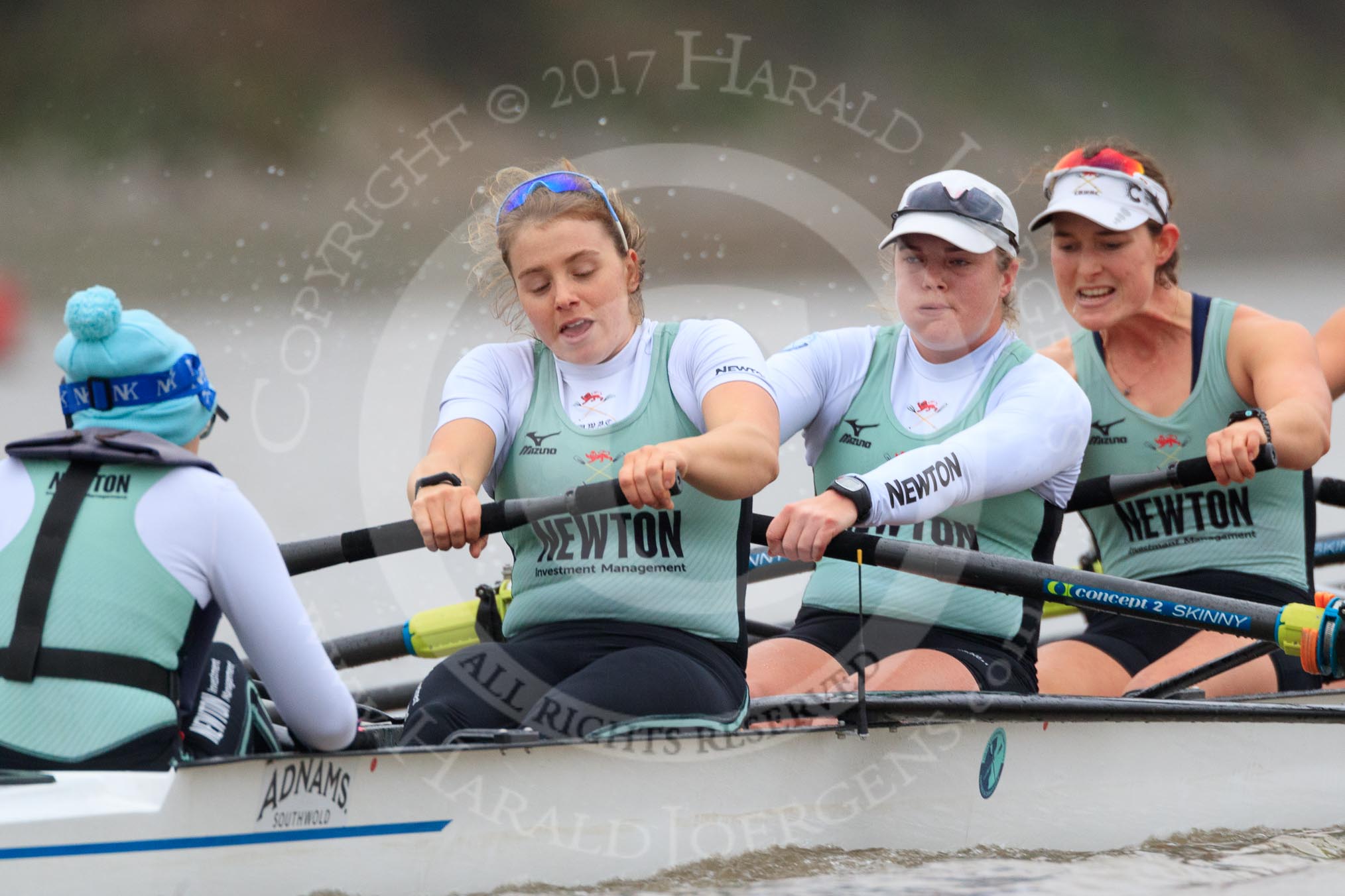 The Boat Race season 2018 - Women's Boat Race Trial Eights (CUWBC, Cambridge): Expecto Patronum: Cox-Sophie Shapter, stroke-Alice White,  7-Abigail Parker, 6-Thea Zabell.
River Thames between Putney Bridge and Mortlake,
London SW15,

United Kingdom,
on 05 December 2017 at 12:53, image #130