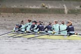 The Boat Race season 2018 - Women's Boat Race Trial Eights (CUWBC, Cambridge): Wingardium Leviosa with Cox-Sophie Wrixon, stroke-Imogen Grant, 7-Myriam Goudet-Boukhatmi, 6-Larkin Sayre, 5-Tricia Smith, 4-Emma Andrews, 3-Pippa Darkin, 2-Sarah Carlotti, bow-Lucy Pike.
River Thames between Putney Bridge and Mortlake,
London SW15,

United Kingdom,
on 05 December 2017 at 12:24, image #28