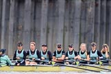 The Boat Race season 2018 - Women's Boat Race Trial Eights (CUWBC, Cambridge): Wingardium Leviosa with Cox-Sophie Wrixon, stroke-Imogen Grant, 7-Myriam Goudet-Boukhatmi, 6-Larkin Sayre, 5-Tricia Smith, 4-Emma Andrews, 3-Pippa Darkin, 2-Sarah Carlotti, bow-Lucy Pike.
River Thames between Putney Bridge and Mortlake,
London SW15,

United Kingdom,
on 05 December 2017 at 12:40, image #46