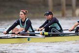 The Boat Race season 2018 - Women's Boat Race Trial Eights (CUWBC, Cambridge): Wingardium Leviosa, here 7 Myriam Goudet-Boukhatmi, 6 Larkin Sayre.
River Thames between Putney Bridge and Mortlake,
London SW15,

United Kingdom,
on 05 December 2017 at 12:43, image #54