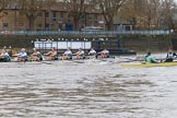 The Boat Race season 2018 - Women's Boat Race Trial Eights (CUWBC, Cambridge): Wingardium Leviosa leading near the Putney boathouses.
River Thames between Putney Bridge and Mortlake,
London SW15,

United Kingdom,
on 05 December 2017 at 12:45, image #71