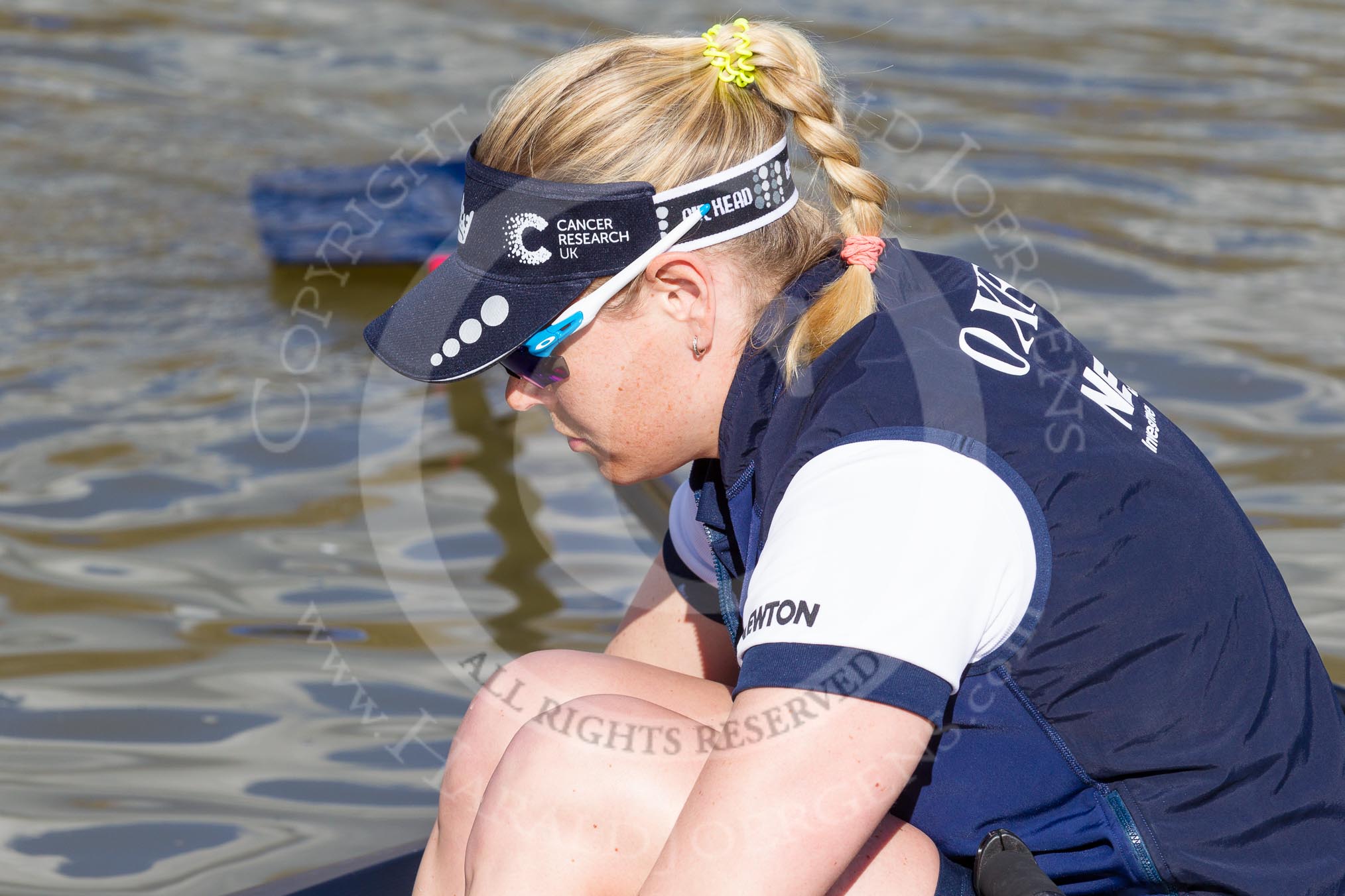 The Boat Race season 2017 -  The Cancer Research Women's Boat Race: OUWBC getting their boat ready. here stroke Emily Cameron.
River Thames between Putney Bridge and Mortlake,
London SW15,

United Kingdom,
on 02 April 2017 at 15:52, image #87