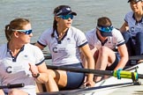 The Boat Race season 2017 -  The Cancer Research Women's Boat Race: OUWBC getting ready to set off, here  6 Harriet Austin, 5 Chloe Laverack, 4 Rebecca Esselstein, 3 Rebecca Te Water Naudé.
River Thames between Putney Bridge and Mortlake,
London SW15,

United Kingdom,
on 02 April 2017 at 15:51, image #84