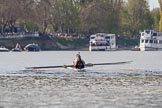 The Boat Race season 2017 -  The Cancer Research Women's Boat Race: OUWBC below the arches of Putney Bridge on the way to the start of the Women's Boat Race.
River Thames between Putney Bridge and Mortlake,
London SW15,

United Kingdom,
on 02 April 2017 at 16:25, image #110