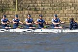The Boat Race season 2017 -  The Cancer Research Women's Boat Race: OUWBC are eventually on the way, here 4 Rebecca Esselstein, 5 Chloe Laverack, 6 Harriet Austin, 7 Jenna Hebert, stroke Emily Cameron, cox Eleanor Shearer.
River Thames between Putney Bridge and Mortlake,
London SW15,

United Kingdom,
on 02 April 2017 at 16:35, image #126