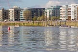The Boat Race season 2017 -  The Cancer Research Women's Boat Race: Crowds along the Thames  as the CUWBC and OUWBC pass Fulham Reach.
River Thames between Putney Bridge and Mortlake,
London SW15,

United Kingdom,
on 02 April 2017 at 16:40, image #149