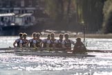 The Boat Race season 2017 -  The Cancer Research Women's Boat Race: Oxford working hard to catch up with Cambridge in the afternoon sunshine.
River Thames between Putney Bridge and Mortlake,
London SW15,

United Kingdom,
on 02 April 2017 at 16:45, image #168