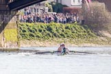 The Boat Race season 2017 -  The Cancer Research Women's Boat Race: CUWBC at Barnes Bridge - bow Ashton Brown, 2 Imogen Grant, 3 Claire Lambe, 4 Anna Dawson, 5 Holly Hill, 6 Alice White, 7 Myriam Goudet, stroke Melissa Wilson, cox Matthew Holland.
River Thames between Putney Bridge and Mortlake,
London SW15,

United Kingdom,
on 02 April 2017 at 16:50, image #176