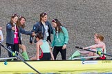 The Boat Race season 2017 -  The Cancer Research Women's Boat Race: CUWBC acelebrating after having won the Women's Boat Race.
River Thames between Putney Bridge and Mortlake,
London SW15,

United Kingdom,
on 02 April 2017 at 16:58, image #201