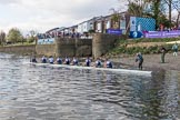 The Boat Race season 2017 -  The Cancer Research Women's Boat Race: As the Cambridge boat is carried away, OUWBC reaches the shore at Mortlake.
River Thames between Putney Bridge and Mortlake,
London SW15,

United Kingdom,
on 02 April 2017 at 17:00, image #212