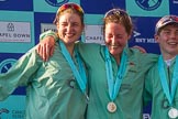 The Boat Race season 2017 -  The Cancer Research Women's Boat Race: CUWBC's 7 Myriam Goudet, stroke Melissa Wilson, and cox Matthew Holland at the Boat Race price giving.
River Thames between Putney Bridge and Mortlake,
London SW15,

United Kingdom,
on 02 April 2017 at 17:10, image #224