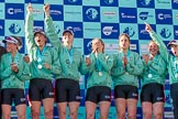 The Boat Race season 2017 -  The Cancer Research Women's Boat Race: A jubilant CUWBC crew at the price giving.
River Thames between Putney Bridge and Mortlake,
London SW15,

United Kingdom,
on 02 April 2017 at 17:11, image #229