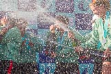 The Boat Race season 2017 -  The Cancer Research Women's Boat Race: CUWBC covered in spray (Cahmpagne, not Thames water) at the price giving.
River Thames between Putney Bridge and Mortlake,
London SW15,

United Kingdom,
on 02 April 2017 at 17:13, image #263