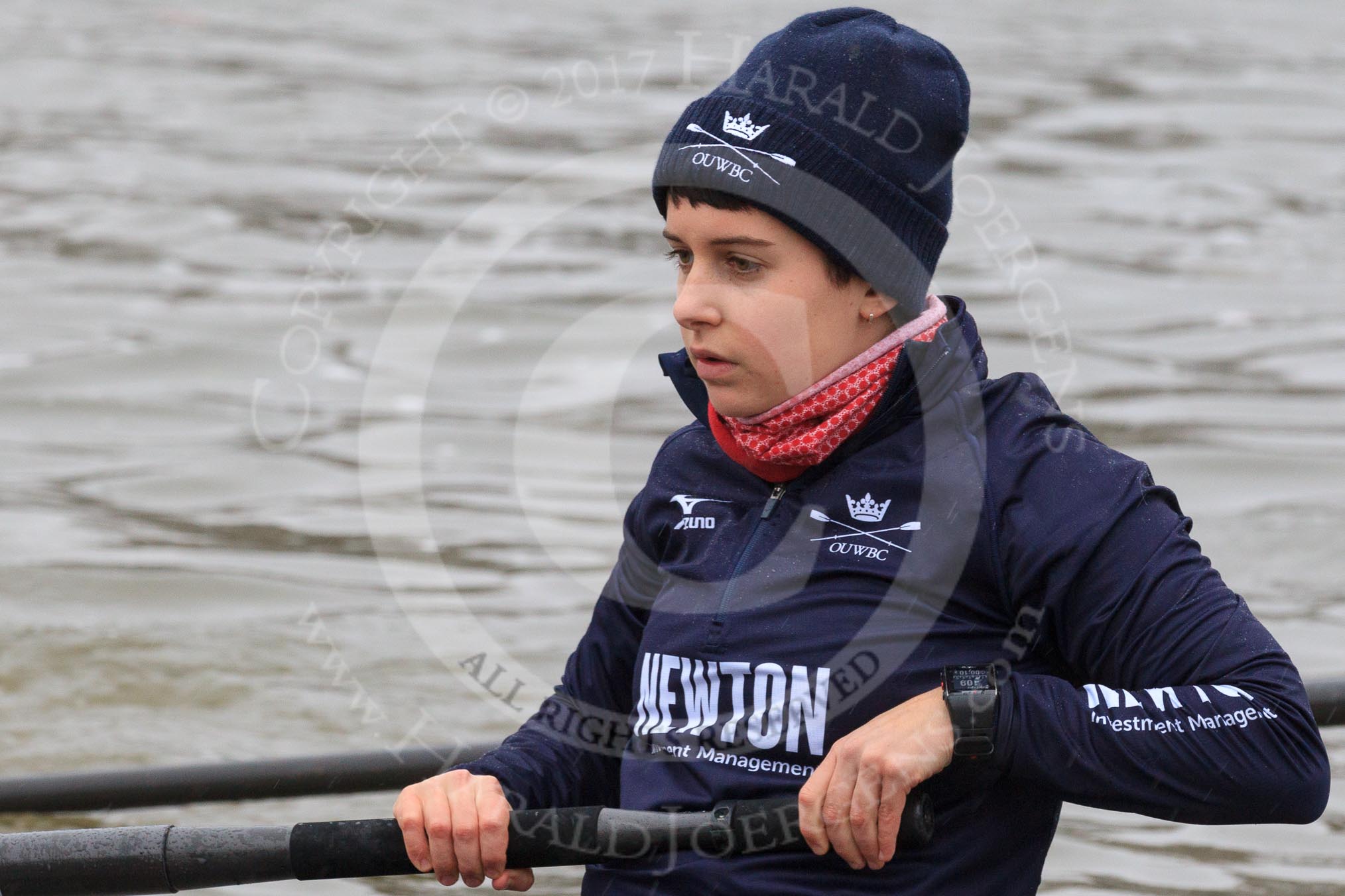 The Boat Race season 2018 - Women's Boat Race Trial Eights (OUWBC, Oxford): "Great Typhoon" stroke Alice Roberts.
River Thames between Putney Bridge and Mortlake,
London SW15,

United Kingdom,
on 21 January 2018 at 13:49, image #21