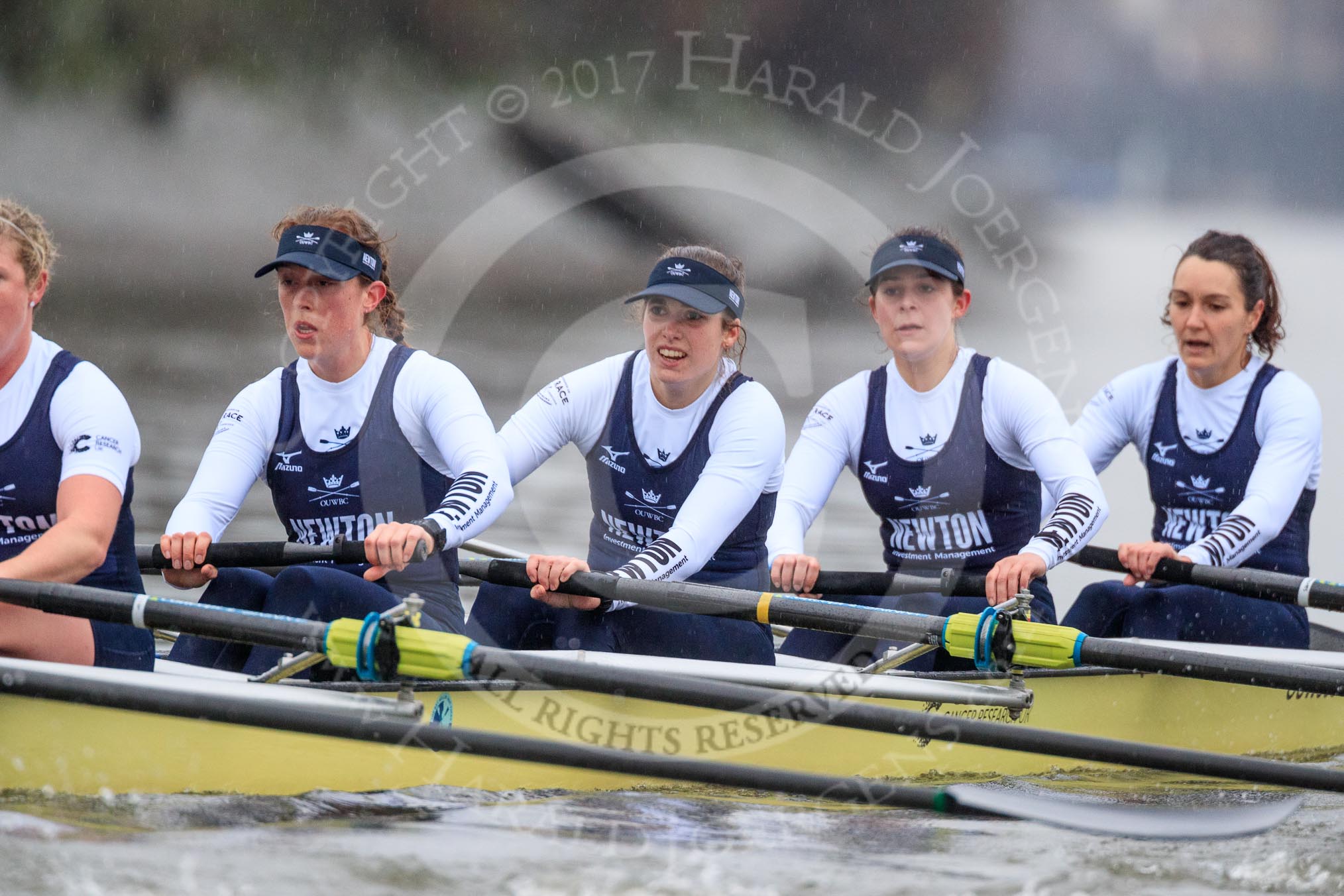 The Boat Race season 2018 - Women's Boat Race Trial Eights (OUWBC, Oxford): "Coursing River" -  5 Morgan McGovern, 4 Anna Murgatroyd, 3 Stefanie Zekoll, 2 Rachel Anderson, bow Sarah Payne-Riches.
River Thames between Putney Bridge and Mortlake,
London SW15,

United Kingdom,
on 21 January 2018 at 14:37, image #118