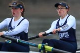 The Boat Race season 2018 - Women's Boat Race Trial Eights (OUWBC, Oxford): "Coursing River" - 7 Juliette Perry, 6 Katherine Erickson.
River Thames between Putney Bridge and Mortlake,
London SW15,

United Kingdom,
on 21 January 2018 at 14:31, image #81