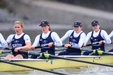 The Boat Race season 2018 - Women's Boat Race Trial Eights (OUWBC, Oxford): "Coursing River" -  5 Morgan McGovern, 4 Anna Murgatroyd, 3 Stefanie Zekoll, 2 Rachel Anderson.
River Thames between Putney Bridge and Mortlake,
London SW15,

United Kingdom,
on 21 January 2018 at 14:35, image #110