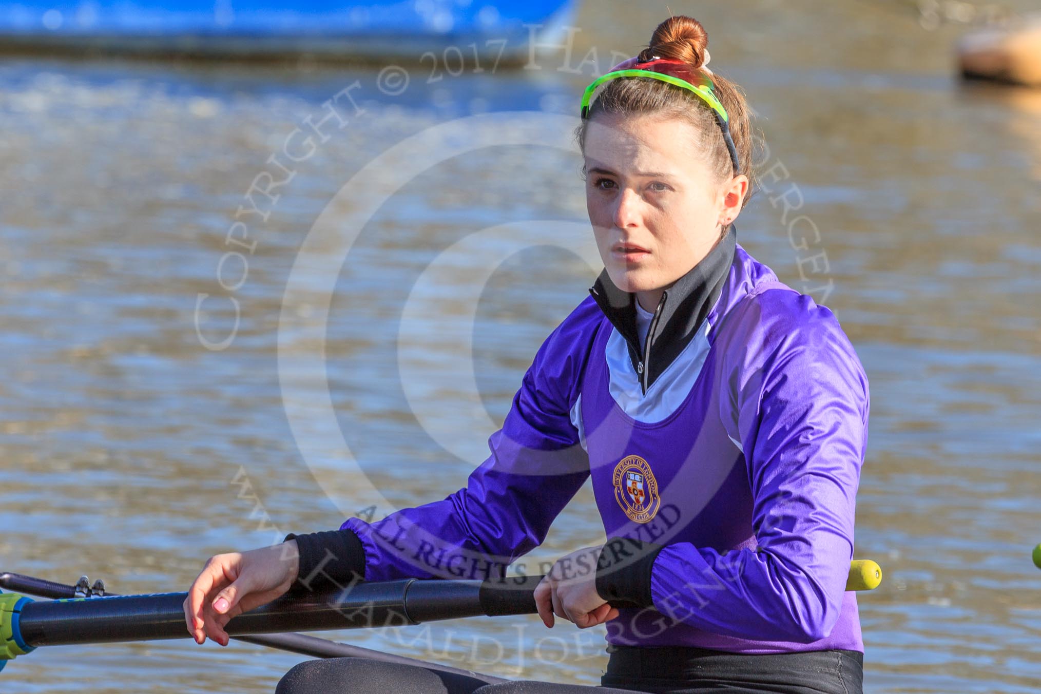 The Women's Boat Race season 2018 - fixture CUWBC vs. ULBC: ULBC 2 seat Robyn Hart-Winks.
River Thames between Putney Bridge and Mortlake,
London SW15,

United Kingdom,
on 17 February 2018 at 12:34, image #20