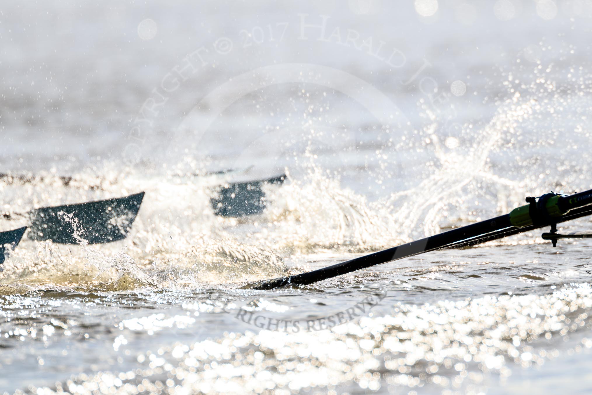 The Women's Boat Race season 2018 - fixture CUWBC vs. ULBC: Race umpire Judith Packer was kept busy during the first phase of the second race - OUWBC and ULBC are getting a bit close.
River Thames between Putney Bridge and Mortlake,
London SW15,

United Kingdom,
on 17 February 2018 at 13:28, image #115