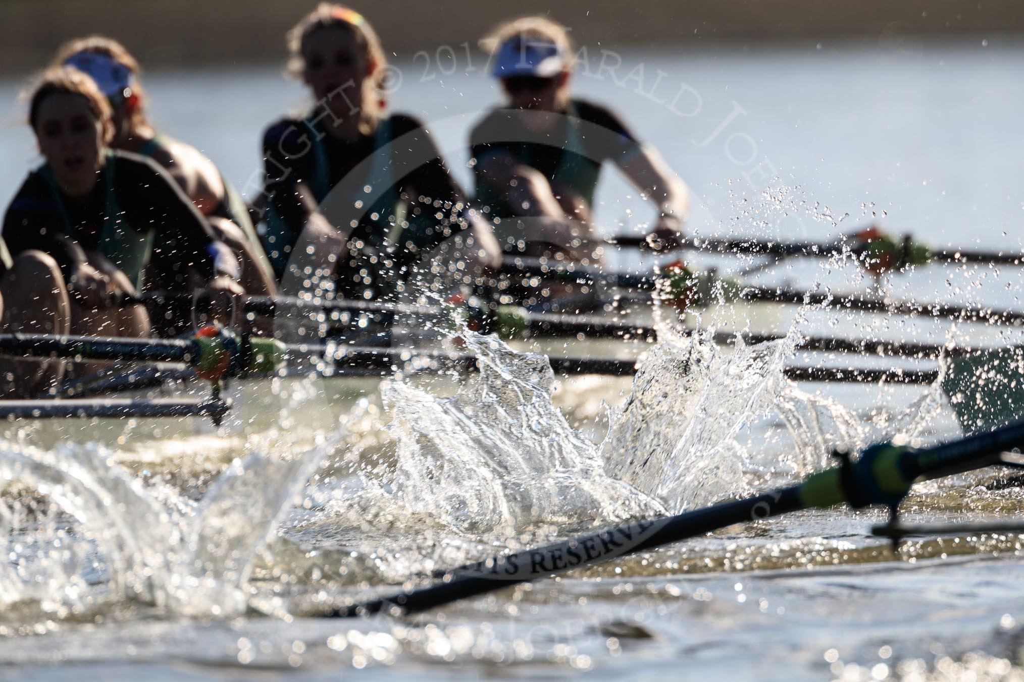 The Women's Boat Race season 2018 - fixture CUWBC vs. ULBC: OUWBC and ULBC during the early phase of the second race.
River Thames between Putney Bridge and Mortlake,
London SW15,

United Kingdom,
on 17 February 2018 at 13:30, image #129