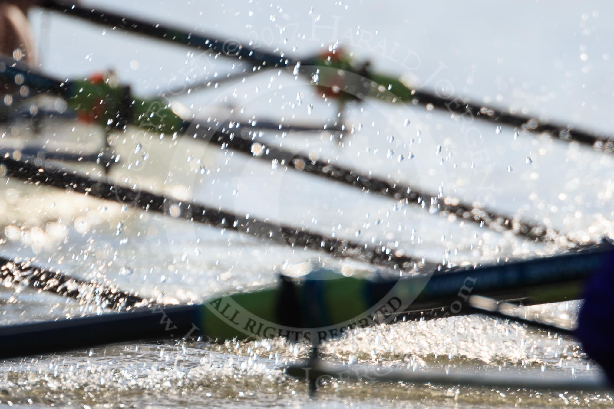 The Women's Boat Race season 2018 - fixture CUWBC vs. ULBC: OUWBC and ULBC during the early phase of the second race.
River Thames between Putney Bridge and Mortlake,
London SW15,

United Kingdom,
on 17 February 2018 at 13:30, image #130