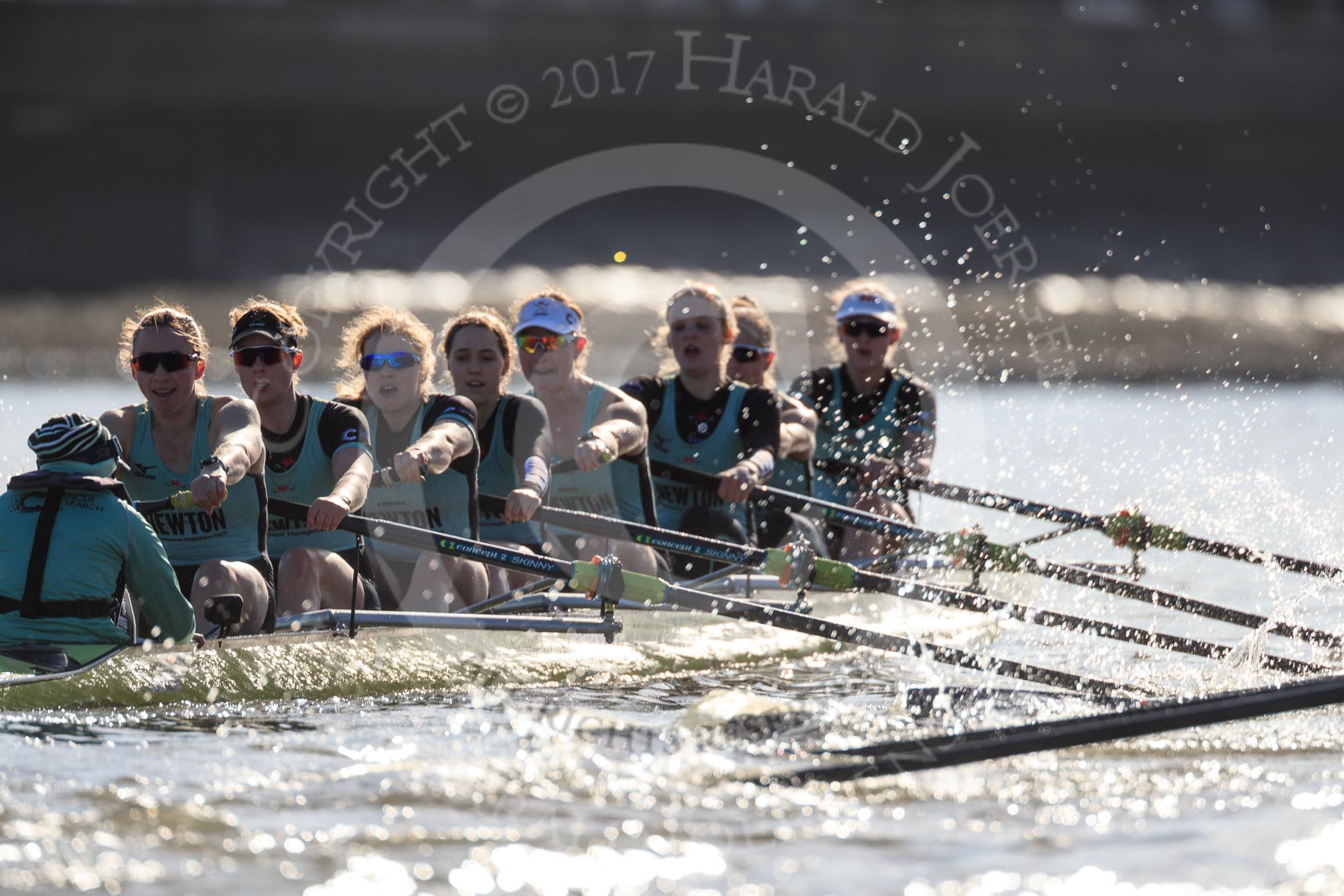 The Women's Boat Race season 2018 - fixture CUWBC vs. ULBC: The CUWBC Eight - cox Sophie Shapter, stroke Tricia Smith, 7 Imogen Grant, 6 Anne Beenken, 5 Thea Zabell, 4 Paula Wesselmann, 3 Alice White, 2 Myriam Goudet-Boukhatmi, bow Olivia Coffey.
River Thames between Putney Bridge and Mortlake,
London SW15,

United Kingdom,
on 17 February 2018 at 13:30, image #134