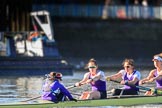 Photo 1802171309401X22191HaraldJoergens The Women's Boat Race season 2018 - fixture CUWBC vs. ULBC: The race has been started - ULBC with cox Lauren Holland, stroke Issy Powel, 7 Jordan Cole-Huissan, 6 Oonagh Cousins.
River Thames between Putney Bridge and Mortlake,
London SW15,
United Kingdom,
on 17 February 2018 at 13:09, image #42