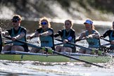 The Women's Boat Race season 2018 - fixture CUWBC vs. ULBC: The OUWBC Eight, here 7 Imogen Grant, 6 Anne Beenken, 5 Thea Zabell, 4 Paula Wesselmann.
River Thames between Putney Bridge and Mortlake,
London SW15,

United Kingdom,
on 17 February 2018 at 13:27, image #111