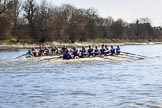 The Women's Boat Race season 2018 - fixture CUWBC vs. ULBC: OUWBC and ULBC during the early phase of the second race.
River Thames between Putney Bridge and Mortlake,
London SW15,

United Kingdom,
on 17 February 2018 at 13:28, image #121