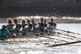 The Women's Boat Race season 2018 - fixture CUWBC vs. ULBC: The CUWBC Eight - cox Sophie Shapter, stroke Tricia Smith, 7 Imogen Grant, 6 Anne Beenken, 5 Thea Zabell, 4 Paula Wesselmann, 3 Alice White, 2 Myriam Goudet-Boukhatmi, bow Olivia Coffey.
River Thames between Putney Bridge and Mortlake,
London SW15,

United Kingdom,
on 17 February 2018 at 13:30, image #134