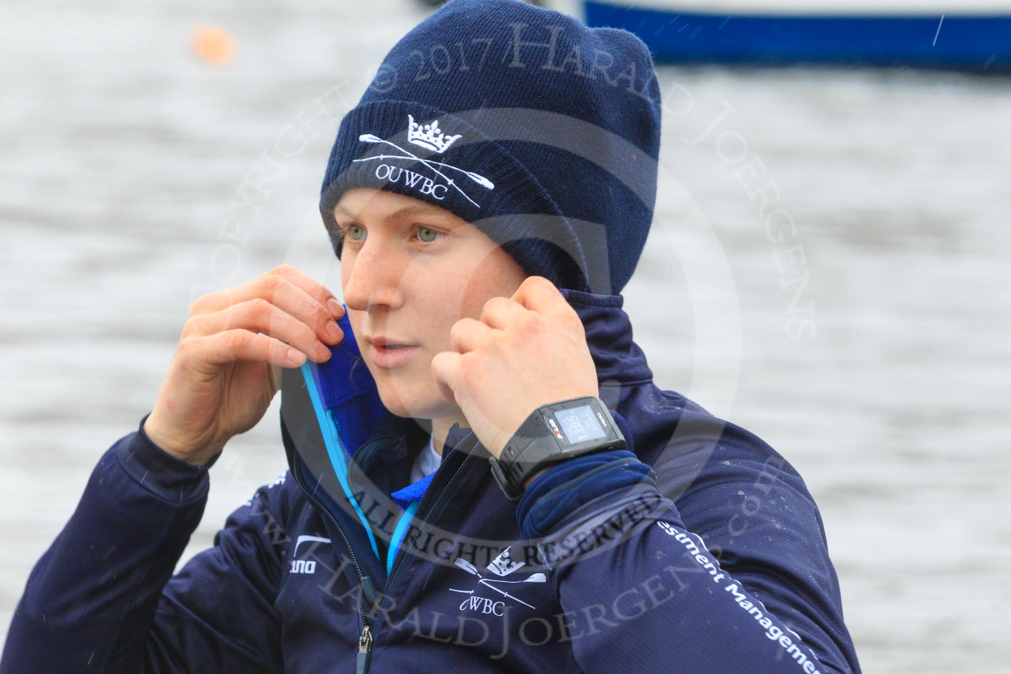 The Women's Boat Race season 2018 - fixture OUWBC vs. Molesey BC: OUWBC stroke Beth Bridgman.
River Thames between Putney Bridge and Mortlake,
London SW15,

United Kingdom,
on 04 March 2018 at 13:05, image #6