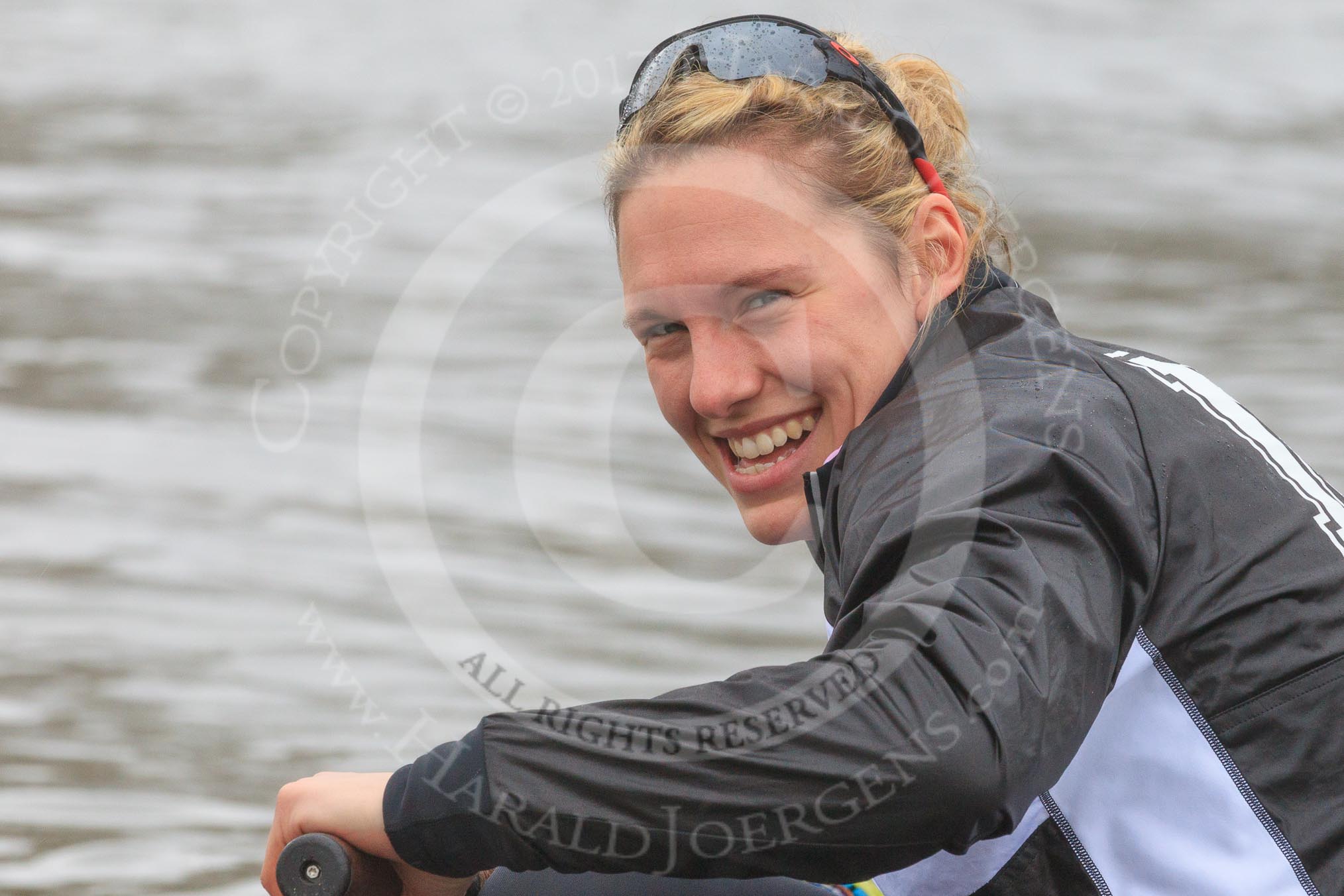 The Women's Boat Race season 2018 - fixture OUWBC vs. Molesey BC: Molesey  stroke Katie Bartlett.
River Thames between Putney Bridge and Mortlake,
London SW15,

United Kingdom,
on 04 March 2018 at 13:10, image #28