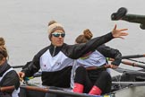 The Women's Boat Race season 2018 - fixture OUWBC vs. Molesey BC: Molesey's 6 seat Molly Harding, 5 seat Ruth Whyman, and 4 Claire McKeown.
River Thames between Putney Bridge and Mortlake,
London SW15,

United Kingdom,
on 04 March 2018 at 13:09, image #12