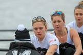 The Women's Boat Race season 2018 - fixture OUWBC vs. Molesey BC: Molesey at the moment the race is started: Cox Ella Taylor, stroke Katie Bartlett, 7 Emma McDonald, 6 Molly Harding.
River Thames between Putney Bridge and Mortlake,
London SW15,

United Kingdom,
on 04 March 2018 at 13:45, image #49