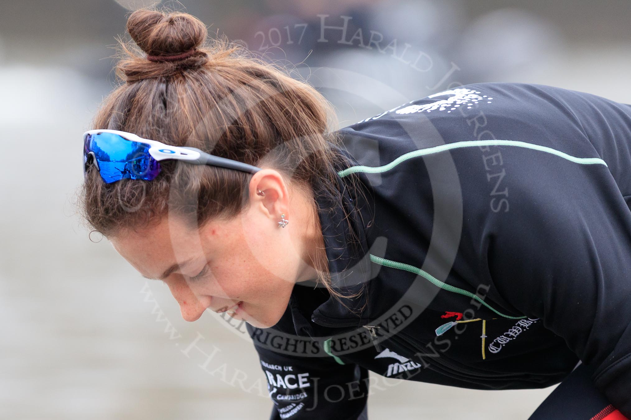 The Cancer Research UK Women's Boat Race 2018: close-up of Imogen Grant , 2 seat for Cambridge.
River Thames between Putney Bridge and Mortlake,
London SW15,

United Kingdom,
on 24 March 2018 at 15:48, image #127