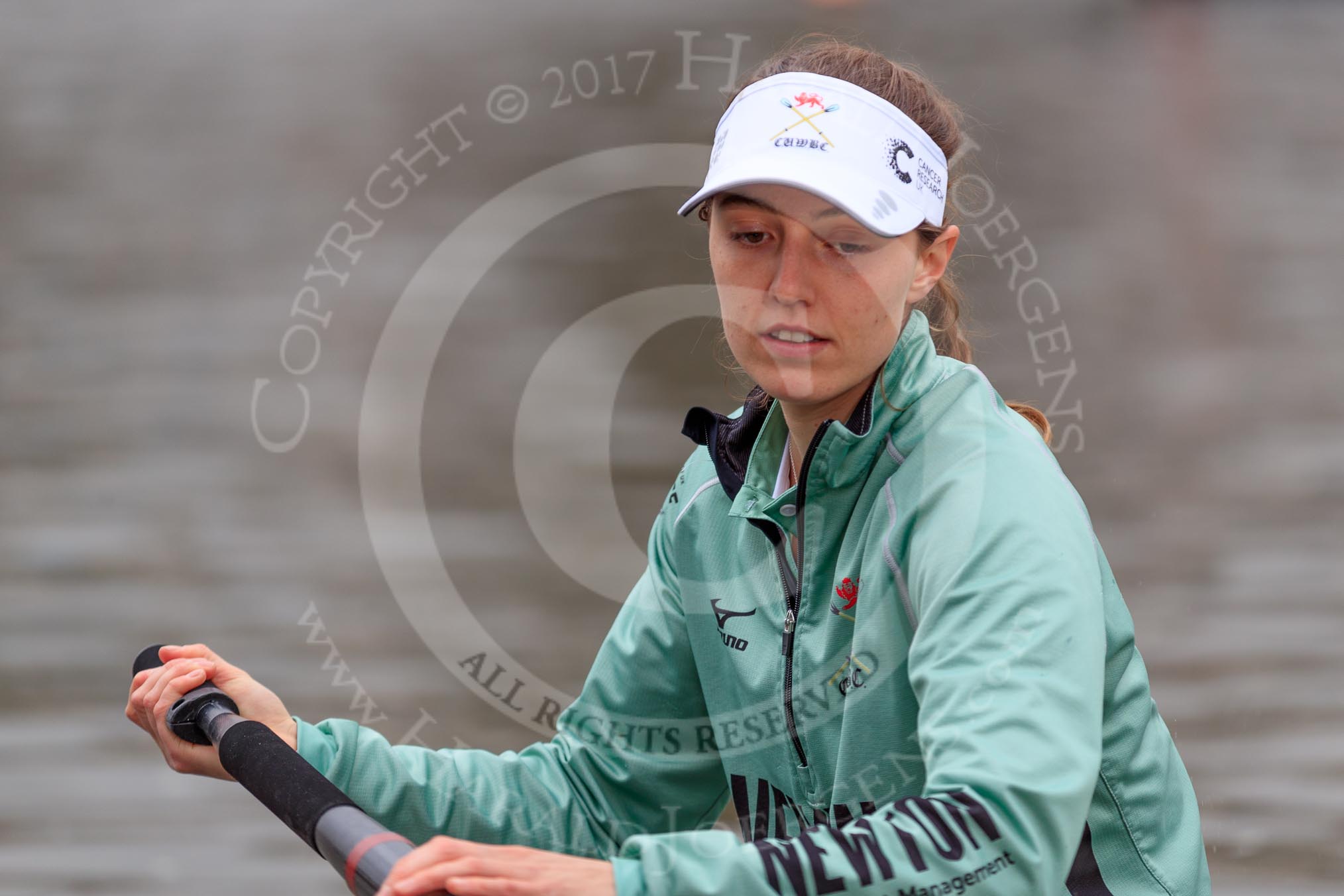 The Cancer Research UK Women's Boat Race 2018: Kelsey Barolak, 3 seat for Cambridge.
River Thames between Putney Bridge and Mortlake,
London SW15,

United Kingdom,
on 24 March 2018 at 15:48, image #128