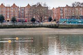 The Cancer Research UK Women's Boat Race 2018: The start area of the Boat Race, the stake boats will be attached to the yellow buoys, and the rear end of the Boat Race blue will be in the position of the red buoys.
River Thames between Putney Bridge and Mortlake,
London SW15,

United Kingdom,
on 24 March 2018 at 13:19, image #8