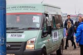 The Cancer Research UK Women's Boat Race 2018: The Cambridge bus arriving at the boathouses.
River Thames between Putney Bridge and Mortlake,
London SW15,

United Kingdom,
on 24 March 2018 at 13:54, image #10